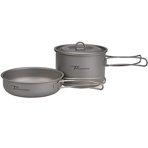 Timberbrother Titanium Camping Cookware Mess Kit With Lightweight Folding Camping Pots And Pans Set (1300Ml) #TOP28