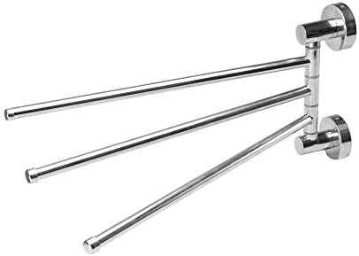 3 Tier Swivel Towel Rail | Stainless Steel Bathroom Storage | Wall Mounted Towel Bar | Chrome Tea Towel Holder | Fixings Included | M&W