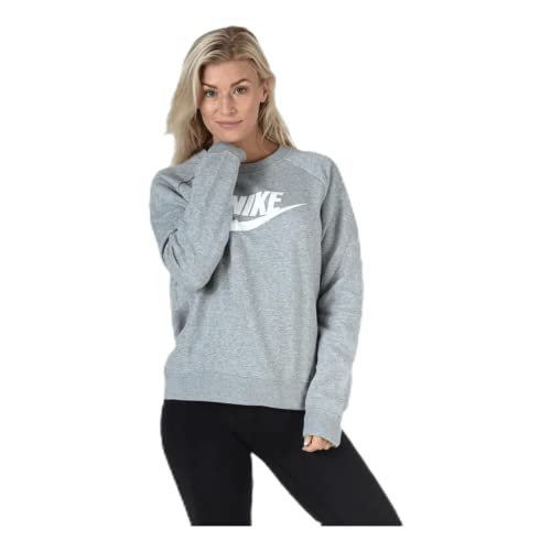 Nike W NSW Essntl Crew FLC Hbr Camiseta de Manga Larga, Mujer, dk Grey Heather/White, XS