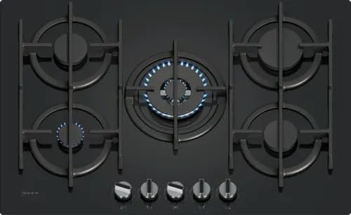 NEFF, N70, T27PIQ4S0, Piano cottura a gas da 75 cm con 5 fuochi, bruciatore wok da 4,0 kW, FlameSelect ottimizzato, 5 supporti per pentole in ghisa lavabili in lavastoviglie, quadranti spada metallici