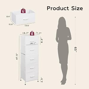 WLIVE Tall Dresser for Bedroom, 5 Drawer Dresser, White — photo 3 of 6
