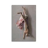 Lienzo decorativo para pared, diseño de una liebre y una pierna de cordero de Jean Baptiste Oudry, 60 x 90 cm