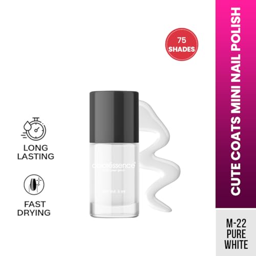Image of Coloressence Cute Coats Long Lasting Nail Paint | Chip Resistant | Quick Dry | One Swipe Application | Toxin Free|Pure White-6ml