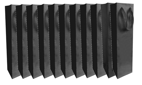 CREASTYL Ludi-Vin - Bolsas de Papel Kraft para 1 Botella de Vino, 10 Unidades, Color Negro