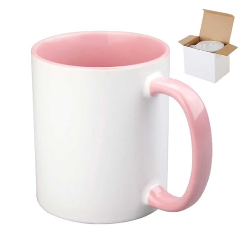 Image of CRUMANCY Ceramic Coffee Mug, 11oz Sublimation Blanks Mugs Coffee Mug with Handle, Restaurant Cups for Coffee Tea Cocoa Cappuccino Cereal, Matte White