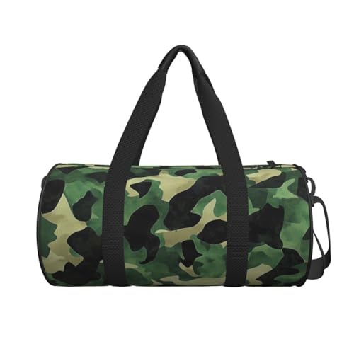 Camouflage Green Printed Sports Gym Bag for Men Women Foldable Duffel Bag Carry On Weekender Bag for Travel Sports2