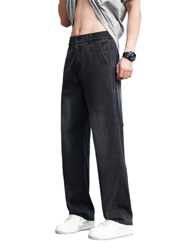 Men's Summer Jeans Loose Wide Leg Denim Pants Outdoor Workwear Jogger Street Clothing Casual Trousers