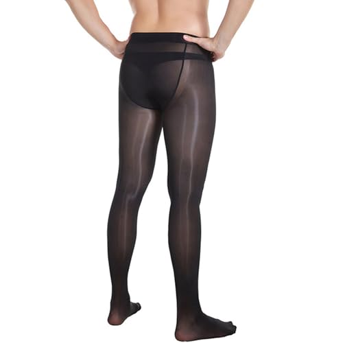 LESOYA Men's Plus Size 8D Oil Shiny Pantyhose High Elastic Nylon See Through Sheer Stockings Underwear with Sheath4