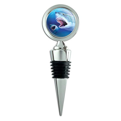 Great White Sharks Ocean Pair Scuba Diving Wine Bottle Stopper