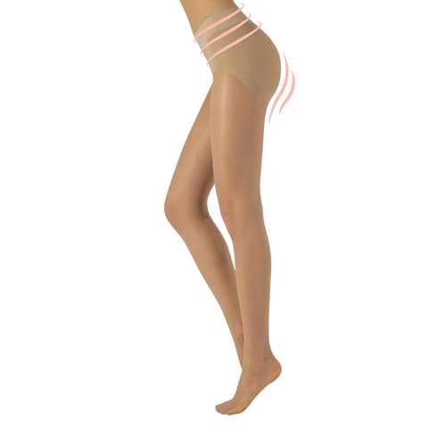 MEDIAS REDUCTORAS DE MUJER | PANTY PUSH UP | NATURAL, NEGRO | S, M, L, XL | CALCETERÍA ITALIANA | (S, NATURAL)