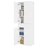 eSituro Aktenschrank, Schrank mit Schublade Türen, Mehrzweckschrank Kleiderschrank Küchenschrank Büroschrank Hochschrank, 60x180x34 cm, weiß