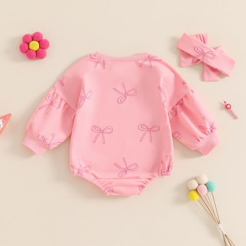 MBMSHEGH Newborn Baby Girls Crewneck Sweatshirt Bubble Oversized Romper Long Sleeve Shirt Jumpsuit Outfit Fall Clothes4