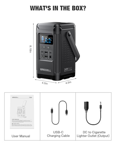 240W Portable Power Station 153.6WH Solar Generator, GRECELL LiFePO4 Battery Dual Way 100W PD, Portable Power Bank with Integrated Stand for Outdoors, Camping, Travel (No Wall Charger Included) - Image 9