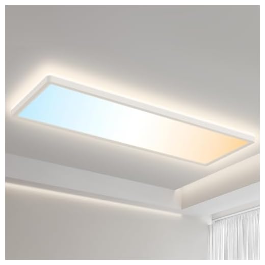 Deckenlampe, Led Deckenleuchte Dimmbar mit Fernbedienung Nachtlicht, 24W 2500LM 3000K - 6500K, Flach Lang Lampe Decke Led Panel Rechteckige Leuchten für Badezimmer Wohnzimmer Büro Backlight 58x20 cm