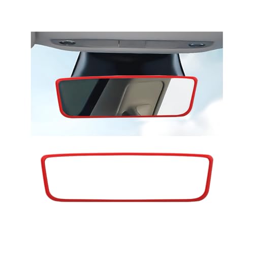 ANFTDCO Car Rear View Mirror Protector Frame, Soft Silicone Auto Rearview Mirror Edge Cover, Vehicle Rear View Protection Trim Frame Decor Accessories, Compatible with Model 3 Model Y (Red)