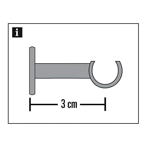 Gardinia Träger mit Metallmontageplatte für Caféhausstange, 1-läufig, Offen, Inkl. Aller Montage-Teile, Ø 12 mm, Edelstahl, 2 Stück