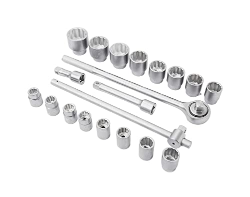 Tonynol 3/4 Inch Drive Socket Wrench Sets, 21-Piece, 12-Point, Cr-V Steel Sockets With Ratchet Handle And T Handle Ratchet #TOP1