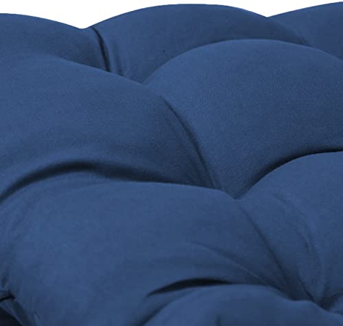 Image of Super Comfy Long Rocking Chair Cushion /Bench Back Seat Pad Cotton Handmade Quilts (Dark Blue -18 x 50 Inch)
