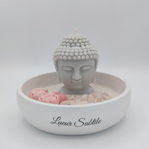 Bougie Bouddha cire de soja grand format anti-stress Fleur de Cerisier