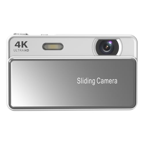 RiseNova Aparat cyfrowy 64 MP z 16-krotnym zoomem, nagrywanie wideo 4K, kompaktowa przenośna konstrukcja, szybki autofokus dla studentów i entuzjastów fotografii (srebrny)