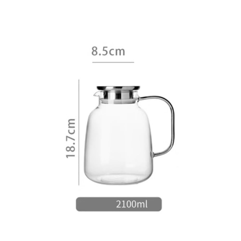 Teekanne, Glas-Kühlkessel mit großem Fassungsvermögen – Hochtemperaturbeständiger Krug for kaltes Wasser und Saft