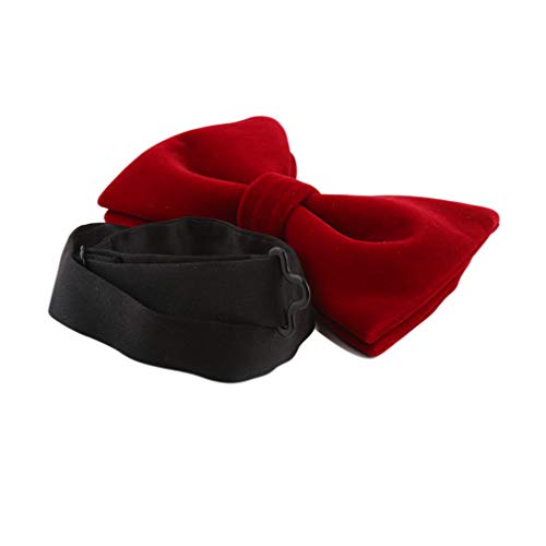 Image of Mens Oversized Velvet Bow Tie Solid Color Formal Tuxedo Pre-Tied Big Bowtie