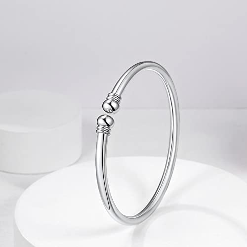 U7 Women Girls Platinum Plated Polished Simple Torque Bangle 4Mm Cuff Bracelet #TOP3