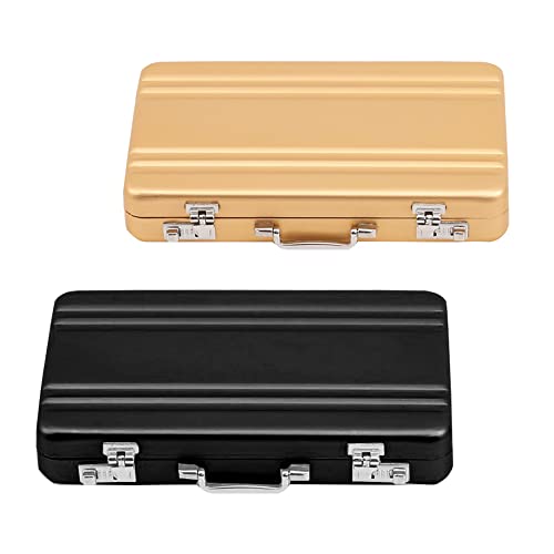 2Pcs Lock Box Modeling Suitcase Aluminum Metal Business Card Holder Card Case