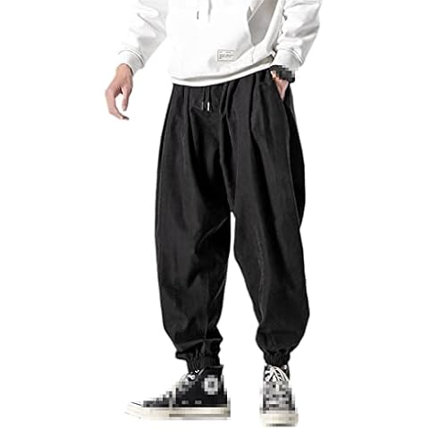 Eermoss Men Summer Casual Trousers Oversize Harem Pants Black Cover