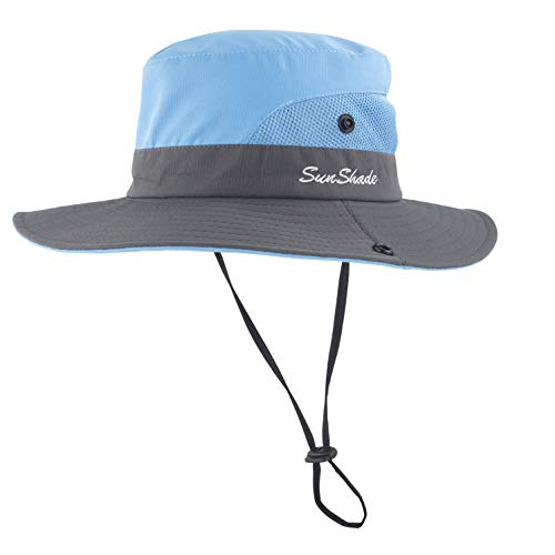 Muryobao Toddler Child Kids Girls Summer Sun Hat Wide Brim Uv Protection Hats Floppy Bucket Cap For Beach Fishing Gardening Sky Blue #TOP4