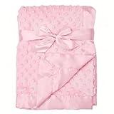 American Baby Company Heavenly Soft Chenille Receiving Blanket (30' x 40'), 2-Layer Design with Minky Dot & Silky Satin, Pink, for Boys and Girls