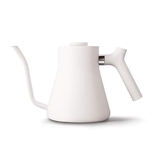 Fellow Stagg spishäll pour-over kaffe och tekanna – gåshals tekanna med precisionshällpip, inbyggd termometer, matt vit, 1 liter