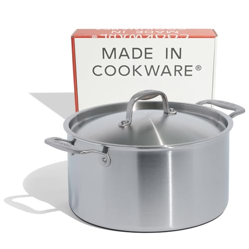 Image of Made In Cookware | 8 Quart Stainless Steel Stock Pot With Lid | 5 Ply Stainless Clad | Professional Cookware | Crafted in Italy | Induction Compatible