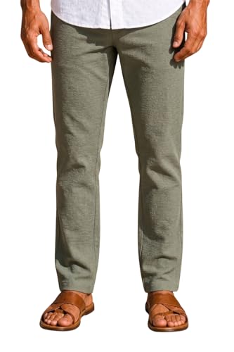 Image of Louis Philippe Men's Regular Straight Fit 100% Cotton Solid Elasticated Dobby Casual Trousers