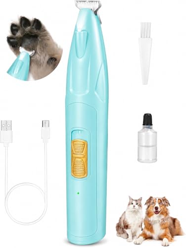 Image of AJIGNA MART Pet Paw Trimmer for Dogs & Cats, Professional Pets Grooming Clipper with LED Light, USB Rechargeable Cordless Low Noise Pet Hair Trimmer for Paw Pads, Face, Eyes, Ears & Sanitary Areas