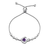 Agvana February Birthstone Jewelry Amethyst Bracelet for Women Sterling Silver Tennis Bracelet Rose...