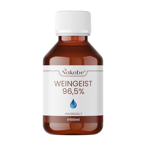 Weingeist 96,5% Vol. – Unvergällter Alkohol 100 ml | Hochrein für, Tinkturen, Extrakte & Parfümherstellung. Nakobe