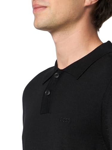 BOSS Men's Small Logo Wool Blend Knit Collar Sweater3