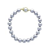  France Minéraux Bracelet Perles de Majorque grises - Perles boules 8mm - Fermoir rond plaqué or