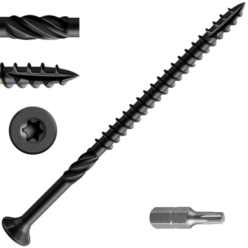 Wensilon #10 * 3-1/2" Black Deck Screws, (117pcs) 2 lbs.Exterior Wood Screws, Rust Resistant epoxy Coated, Bronze, T25 Star Bit