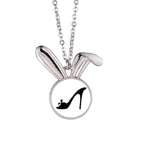 Collier lapin à talons hauts noir, pendentif original pour femme au style unique