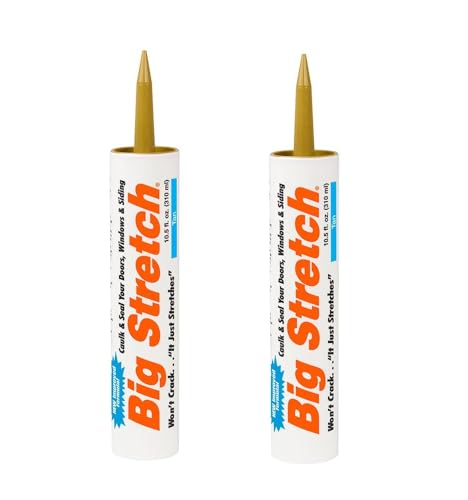 Image of Sashco Big Stretch Acrylic Latex High Performance Caulking Sealant, 10.5 oz Cartridge, Tan - 10014 (Pack of 2)