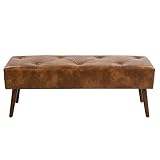 Furniliving 44 Inch Tufted Bench, Leather Footrest Stool Bedroom Bench Seat, Upholstered Tufted Beat
