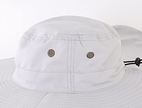 Image of Home Prefer UPF50 Mens Sun Hat with Neck Flap Quick Dry UV Protection Cap Womens Wide Brim Fishing Hat Neck Flap Beach Garden