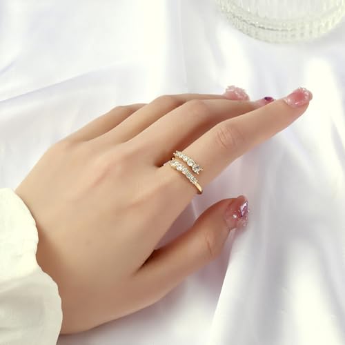 Image of SALTY Anti Tarnish Radiant Stone Finger Ring for Women | Adjustable Fancy Jewellery Design | Fashion Accessories for Girls | Minimal Jewelry | Ideal for Gifting | Marriage, Birthday | Gift for Valentine Day