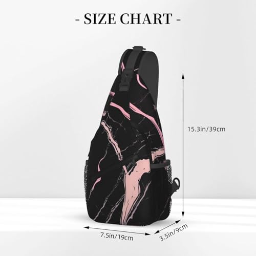 Bolso Bandolera Negro con Estampado Mármol para Senderismo miniatura 3