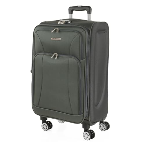 ITACA - Maleta Mediana gris tipo trolley ideal para viajes largos y escapadas cómodas