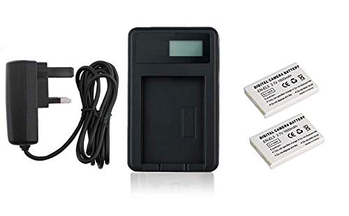 Battery Charger and 2Pcs Battery for Nikon COOLPIX 3700, 4200, 5100, 5200, 5900, 7900, S10, P3, P4, P80, P90, P100, P500, P510, P520, P530, P5000, P5100, P6000 Camera - Charger for EN-EL5 Battery