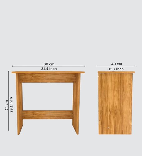Image of Compact Study Desk, Oak Wood Finish, Space-Saving Home Office Table, 80x40x74 cm, DIY Assembly, Modern Design