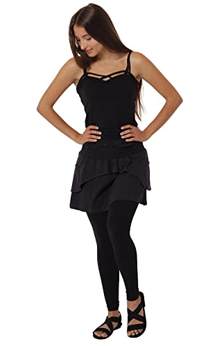 Leucht-Welten Damen Minirock Dehnbarer Rock mit Taschen sk56 Schwarz...